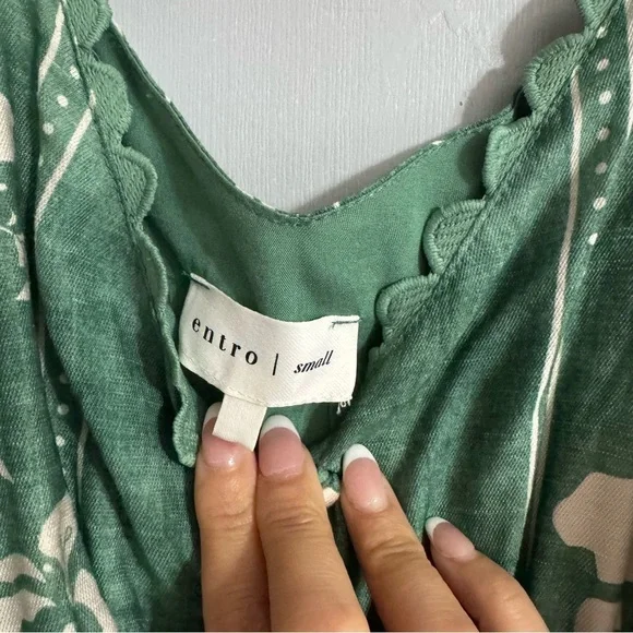 Entro Green and White Floral Maxi Dress Size Small - Picture 6 of 11